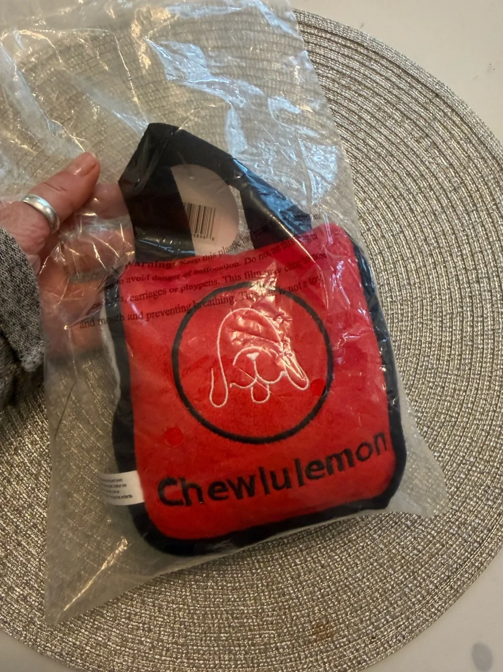 Chewlulemon Red Plush Pet Toy with Black Trim